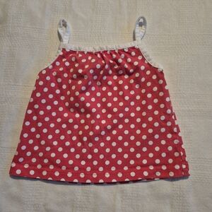 Mini Boden girls 18-24 months red with white polka dot tank top VGUC